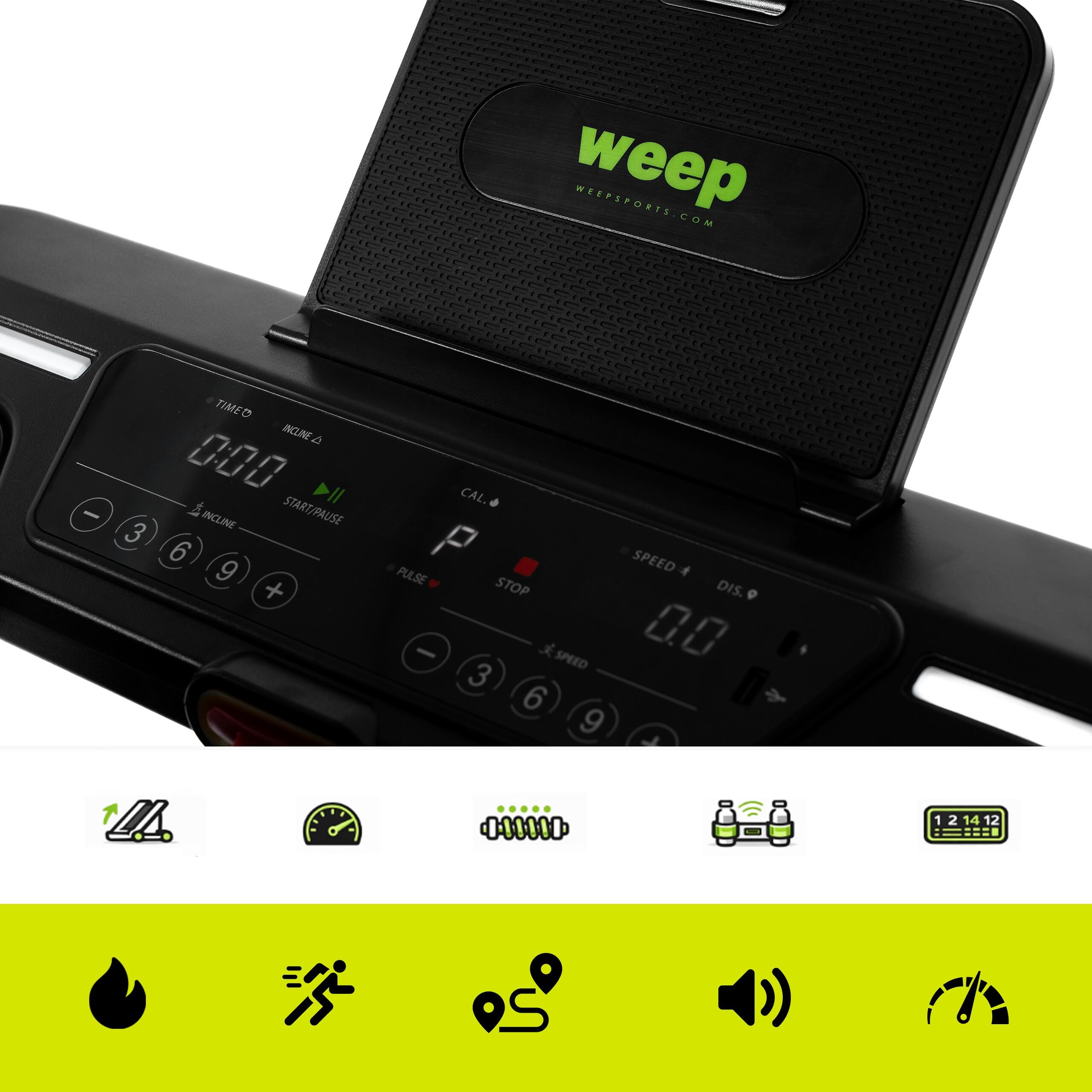 Bieżnia elektryczna domowa weep rush auto kąt nachyl. 15km/h amortyzacja app 4/7
