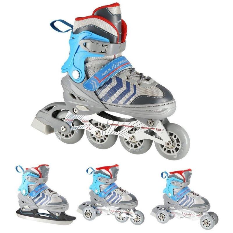 Roller patinaje en línea Patines 4 en 1 Nils Extreme NH18192, plata