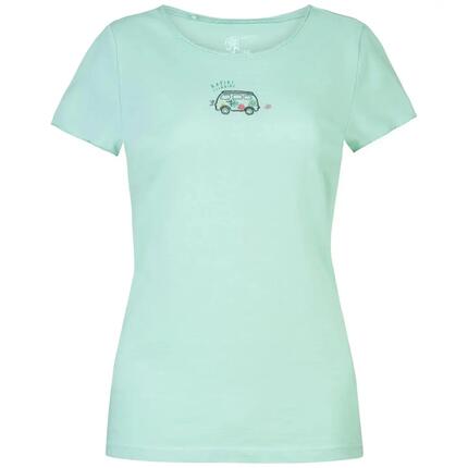 T-shirt femme Rafiki Jay 100% coton bio lichen vert imprimé coupe décontractée
