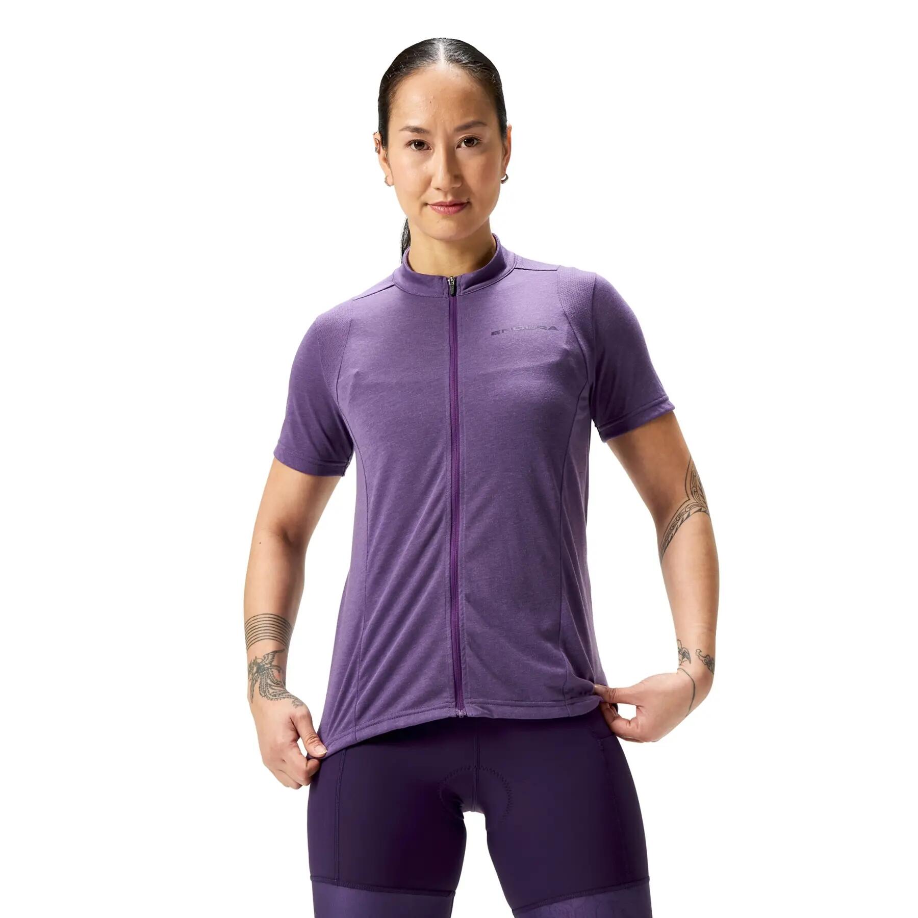 Endura Women’s Loop tricou scurt cu fermoar, Heather
