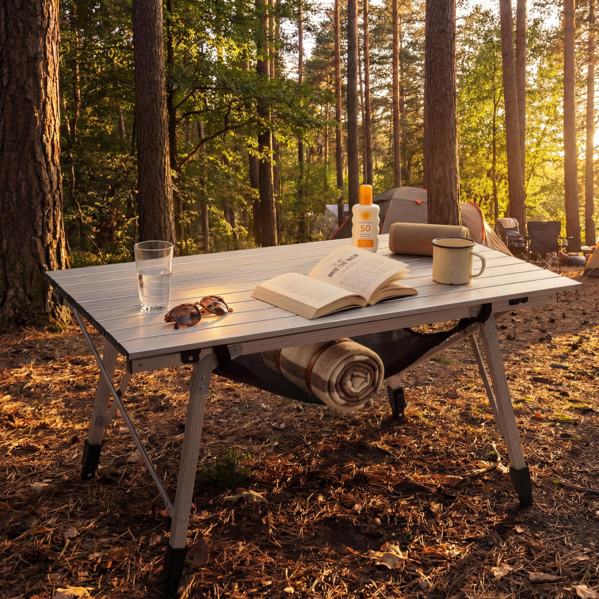 Campingtafel verstelbaar - inklapbare tafel - 90x52x71cm - zilver 5/6