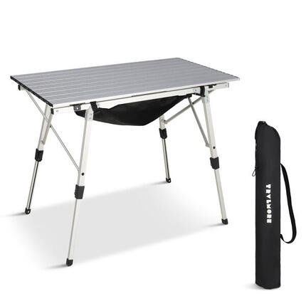 Table de camping reglable - 90x52x71cm - table pliante aluminium - argent