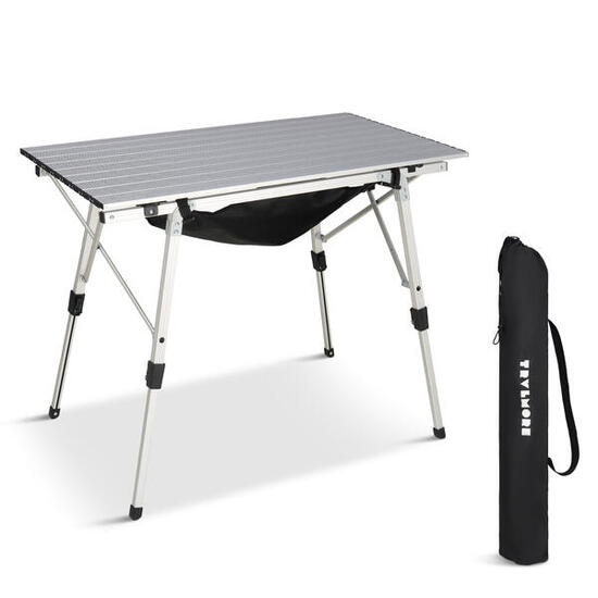 Table de camping reglable - 90x52x71cm - table pliante aluminium - argent