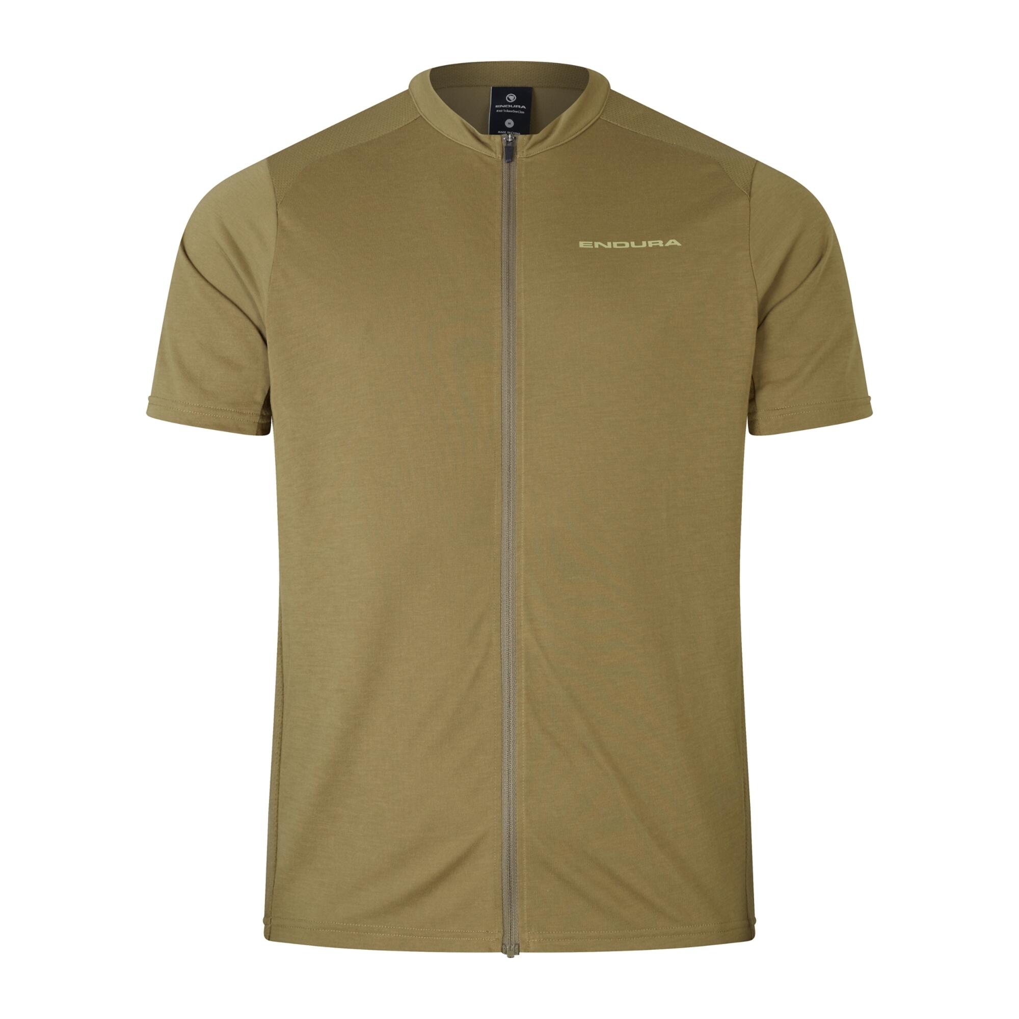 Tricou ciclism Endura Loop mânecă scurtă cu fermoar - Tweed Green