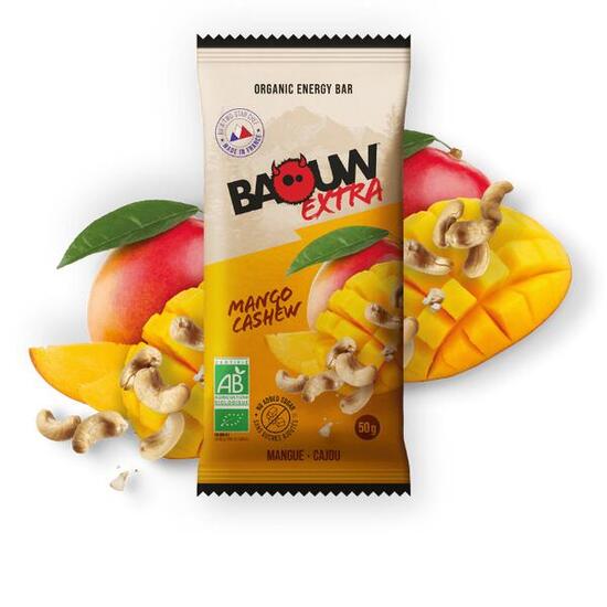 Barre Extra BIO Mangue & Cajou BAOUW, snack pratique et naturel de 50 g.