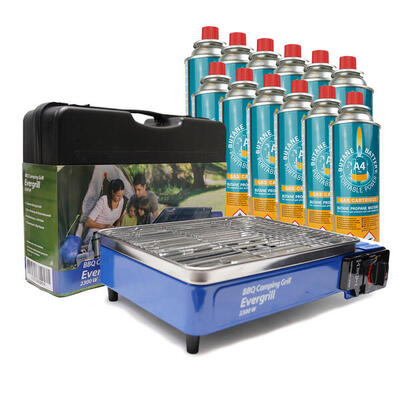 Gas butano Camping Grill incl. 12 bombole di gas Cucina Barbecue da tavolo