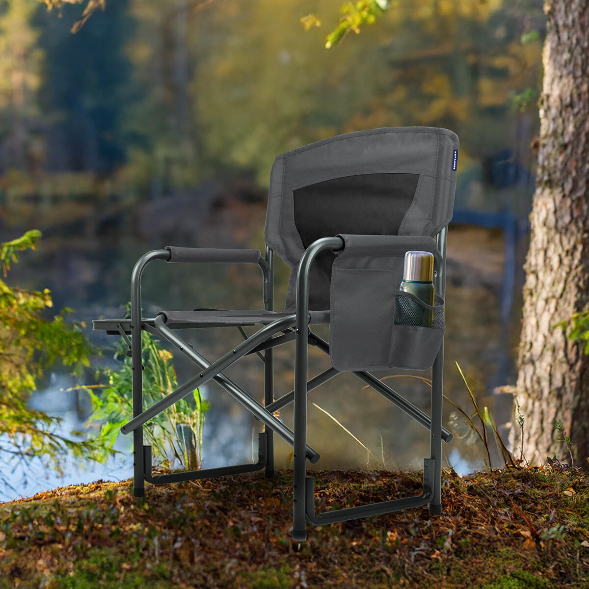 Campingstoel - opvouwbaar - 120kg draagvermogen - lichtgewicht - grijs 3/3