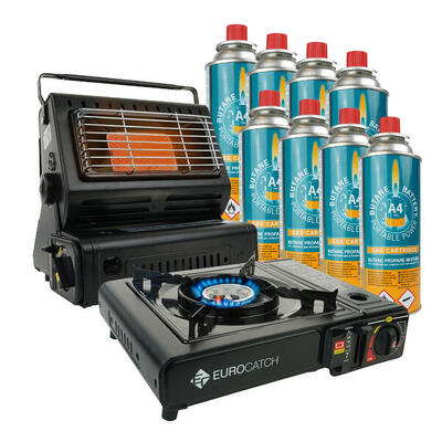 Riscaldatore gas + fornello incl. 8 bombole 2-in-1