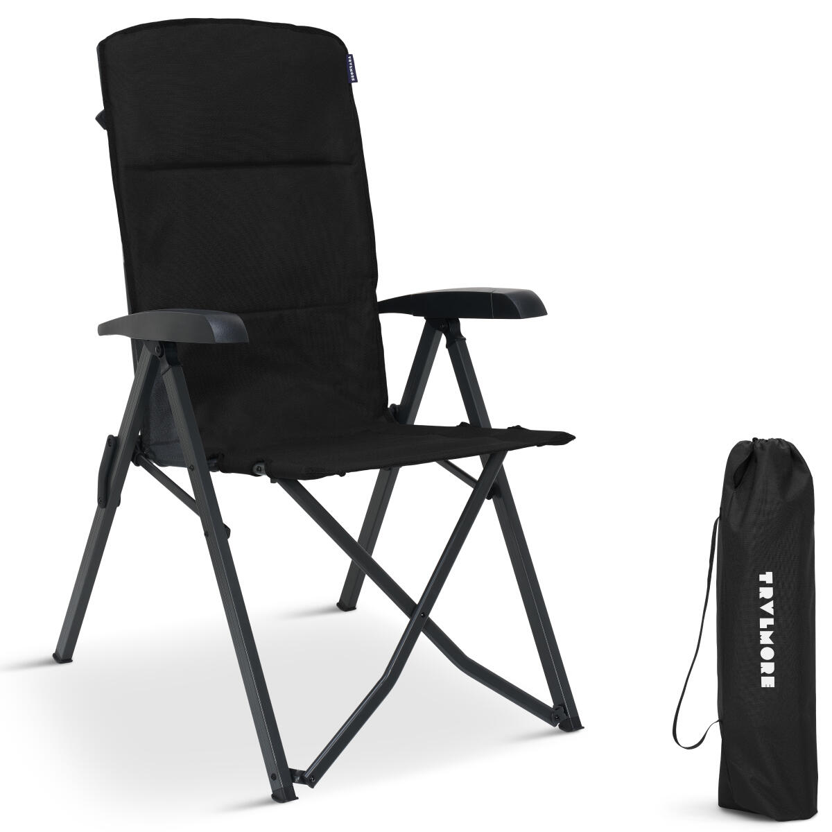 Campingstoel luxe - opvouwbaar - 150kg draagvermogen - zwart 1/6