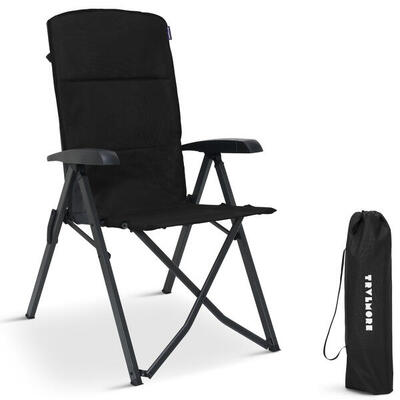 Campingstoel luxe - opvouwbaar - 150kg draagvermogen - zwart