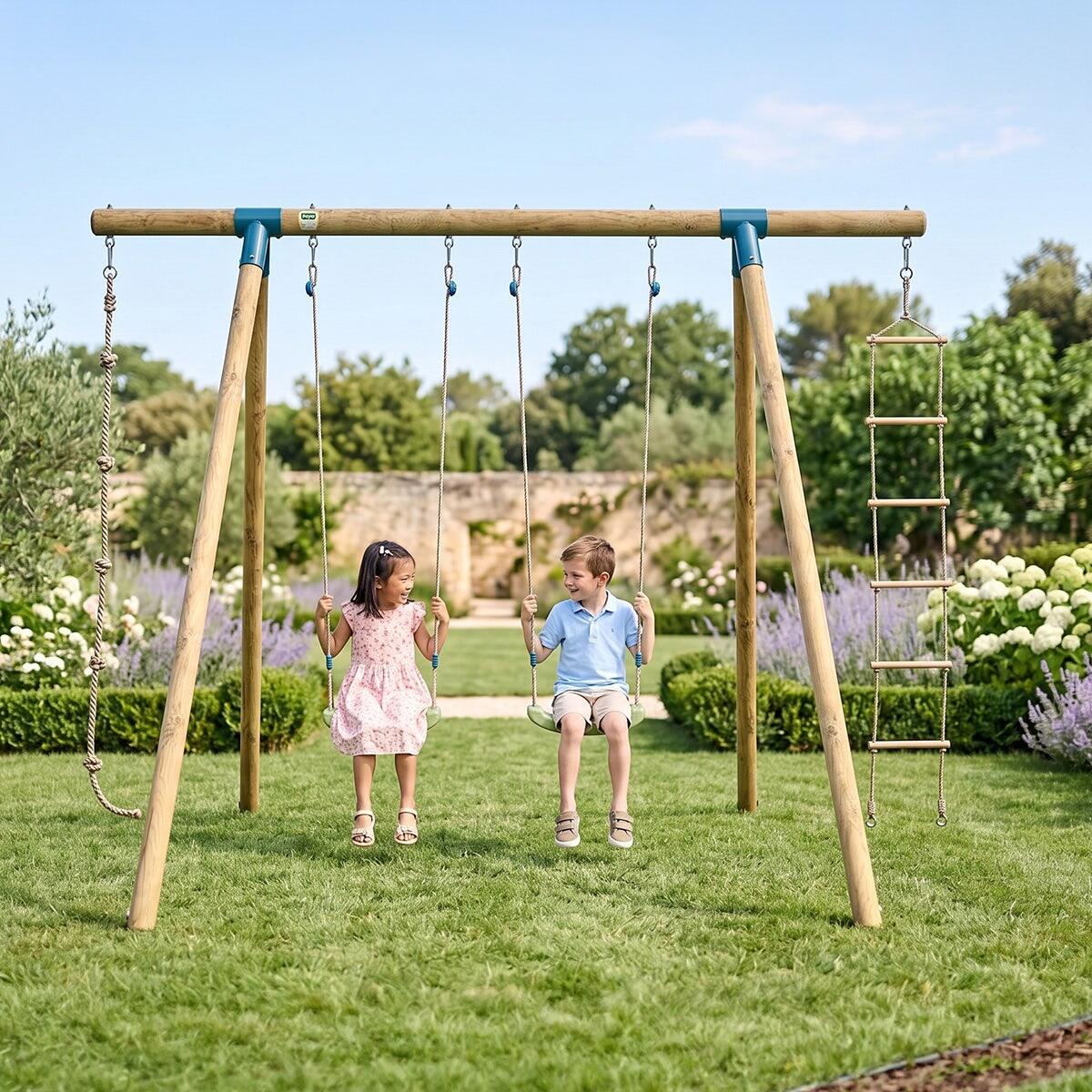 Portique bois 2,30 m Topwood ALTI 2 pour 4 enfants 2/7