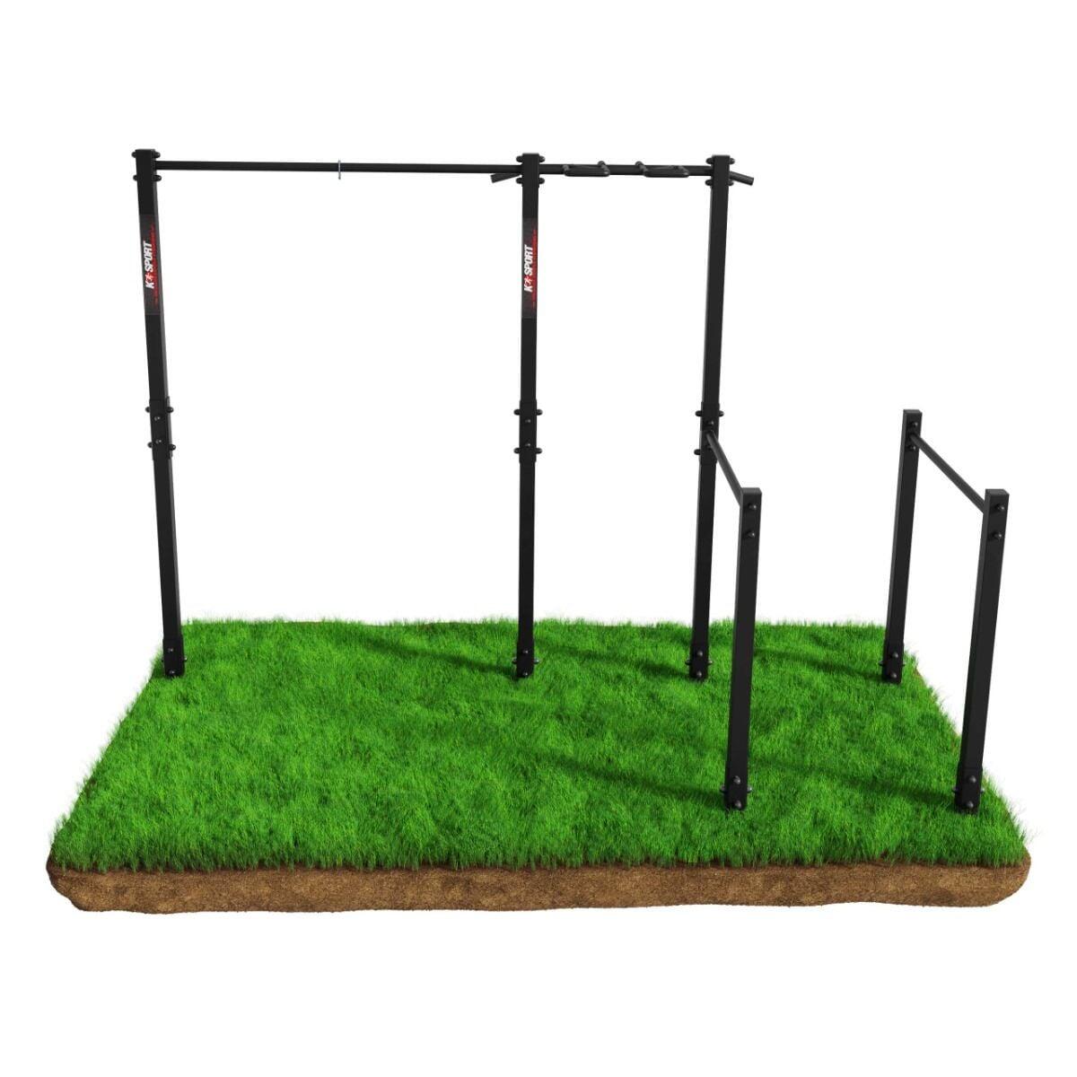 Estación de entrenamento al aire libre con monkey bar + barras paralelas 2/6