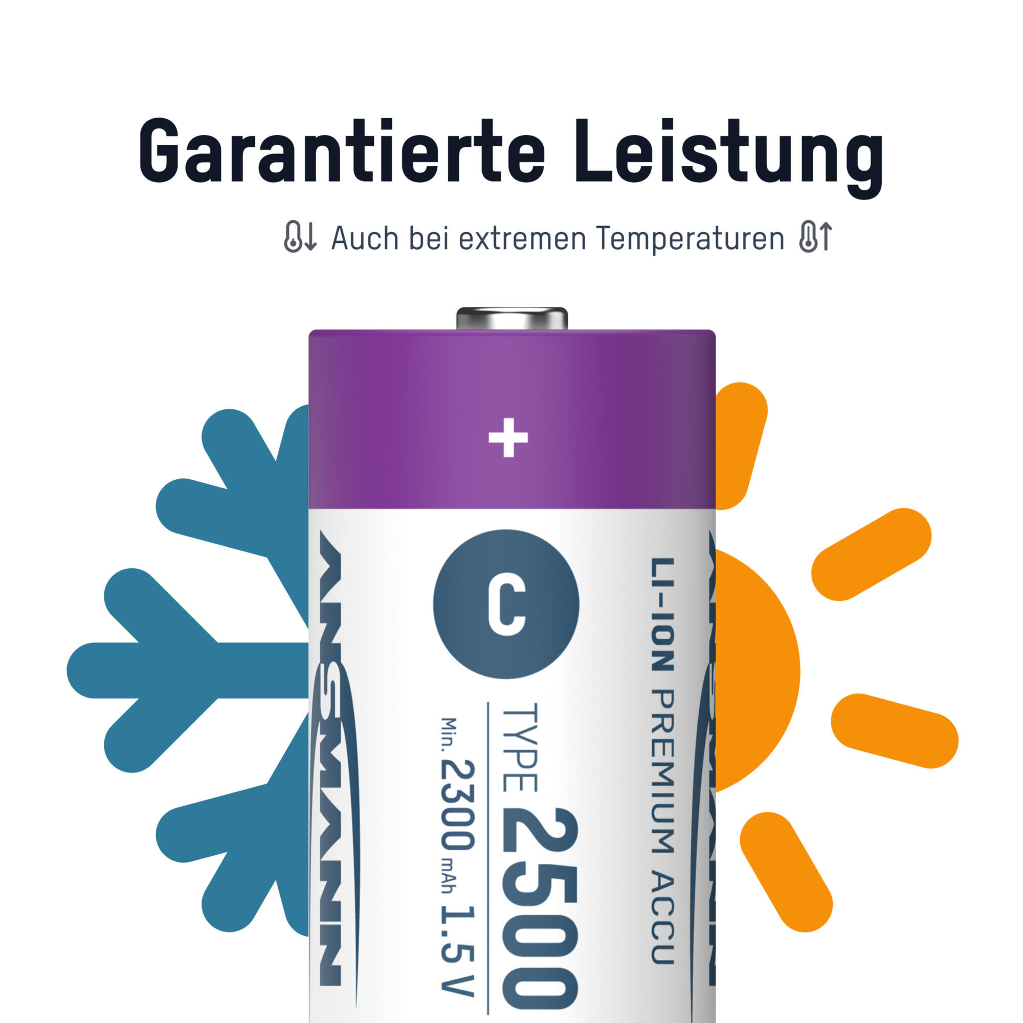 Akku Baby C Typ-C Anschluss Li-Ion 2300mAh 1,5V, 2 Stück 2/8