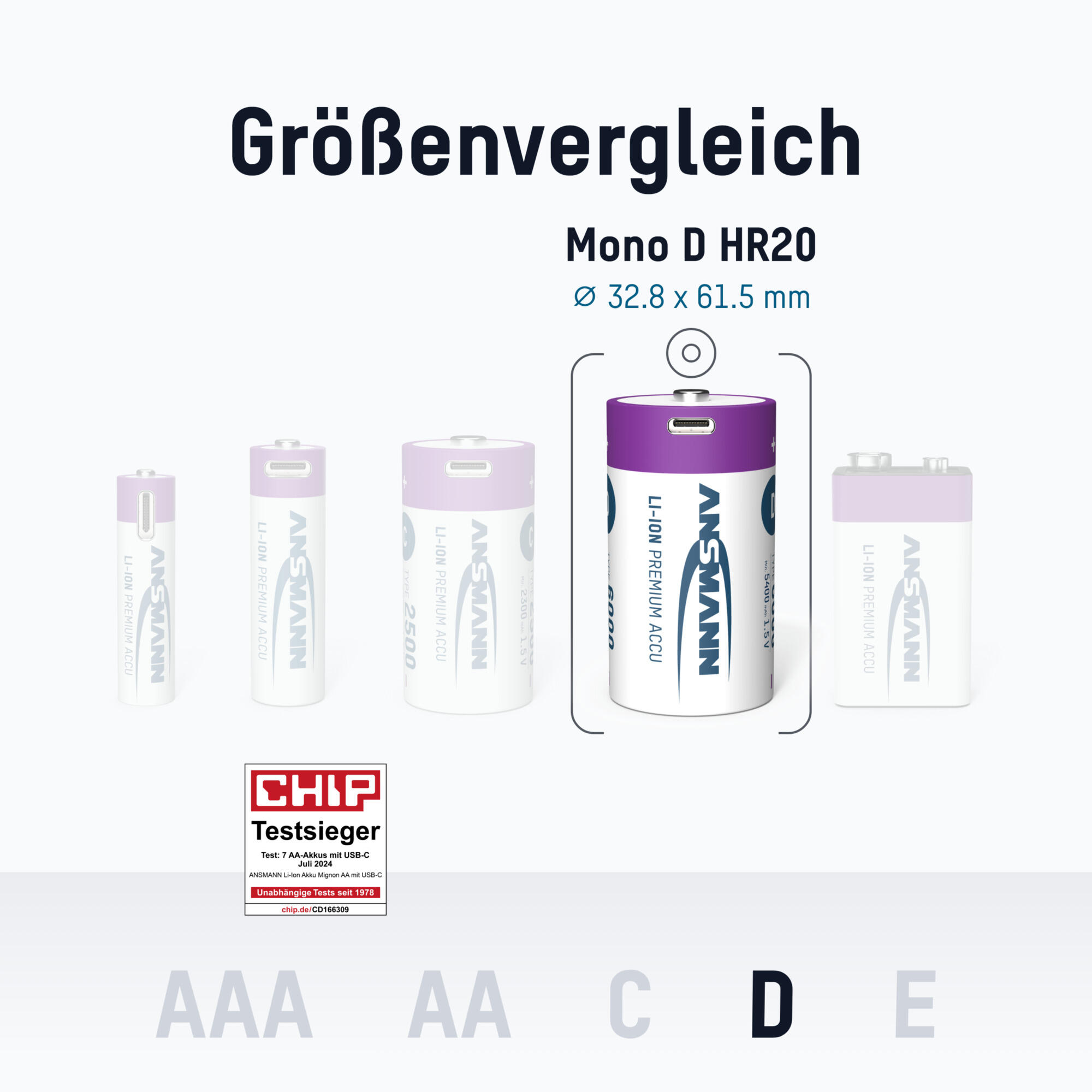 Akku Mono D 5400 mAh USB-C wiederaufladbar 1,5V, 2 Stück 3/7