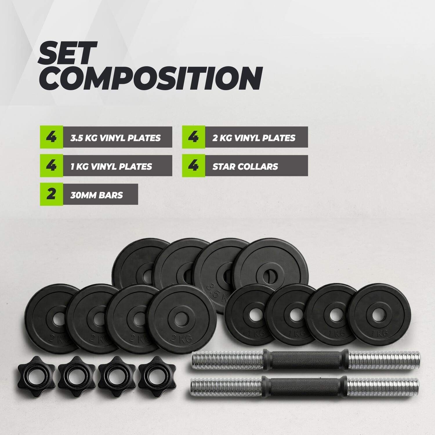 Ensemble d'haltères ajustables  - Vinyle - 2 x 14 kg (28 kg) 3/7