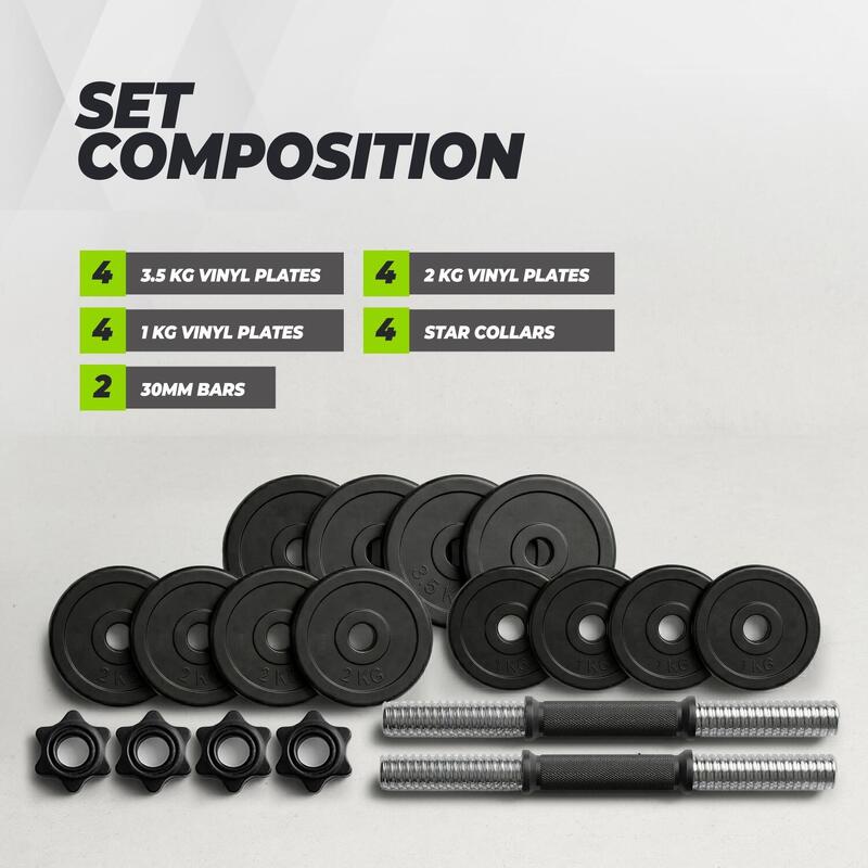 Set Gantere VirtuFit Ajustabile Cast Iron - Vinyl - 2 x 14 kg (28 kg)
