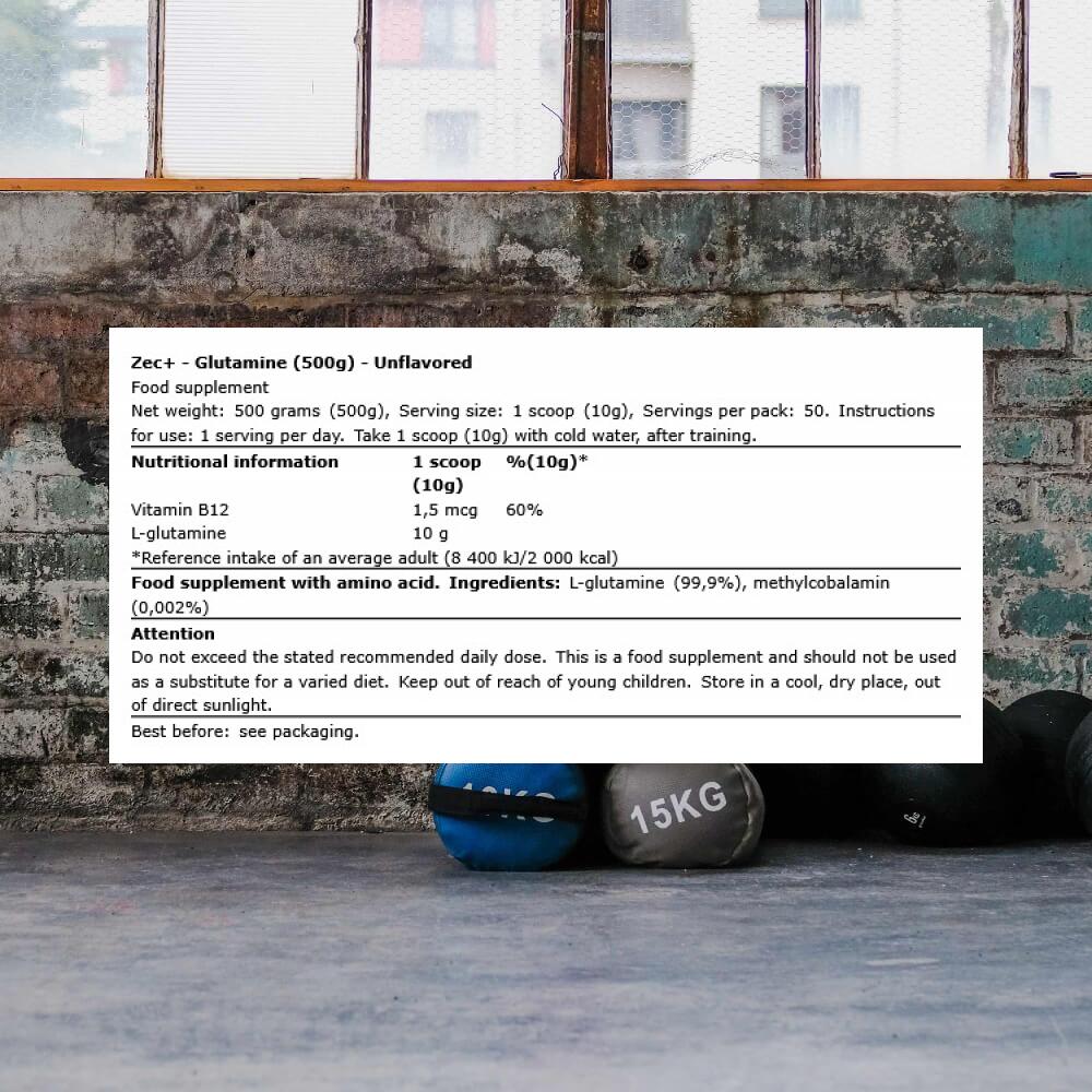 Zec+ Glutamine (500g) Unflavored - Aminozuren - Glutamine 3/3