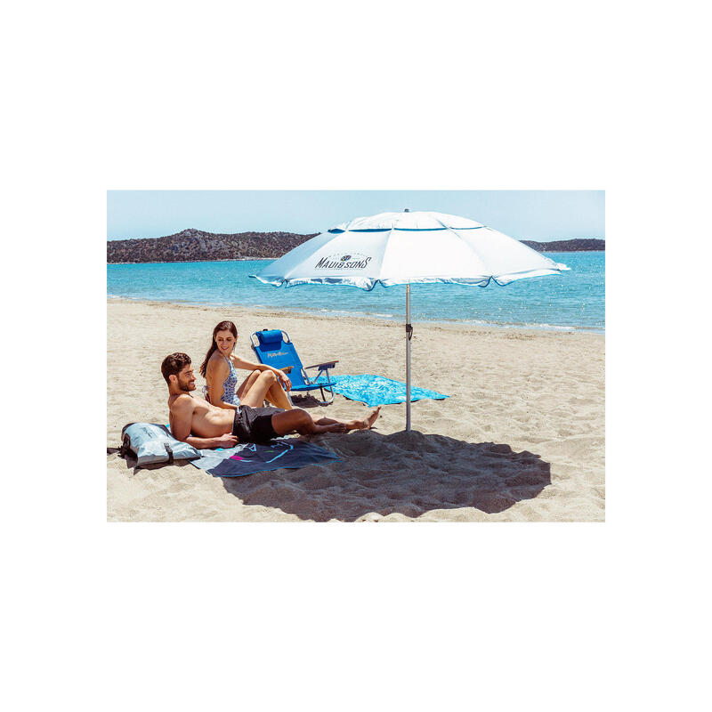 Umbrelă Plajă Maui & Sons XL 220 cm Rabatabilă - UPF50+, Fibră de Sticlă, Gri