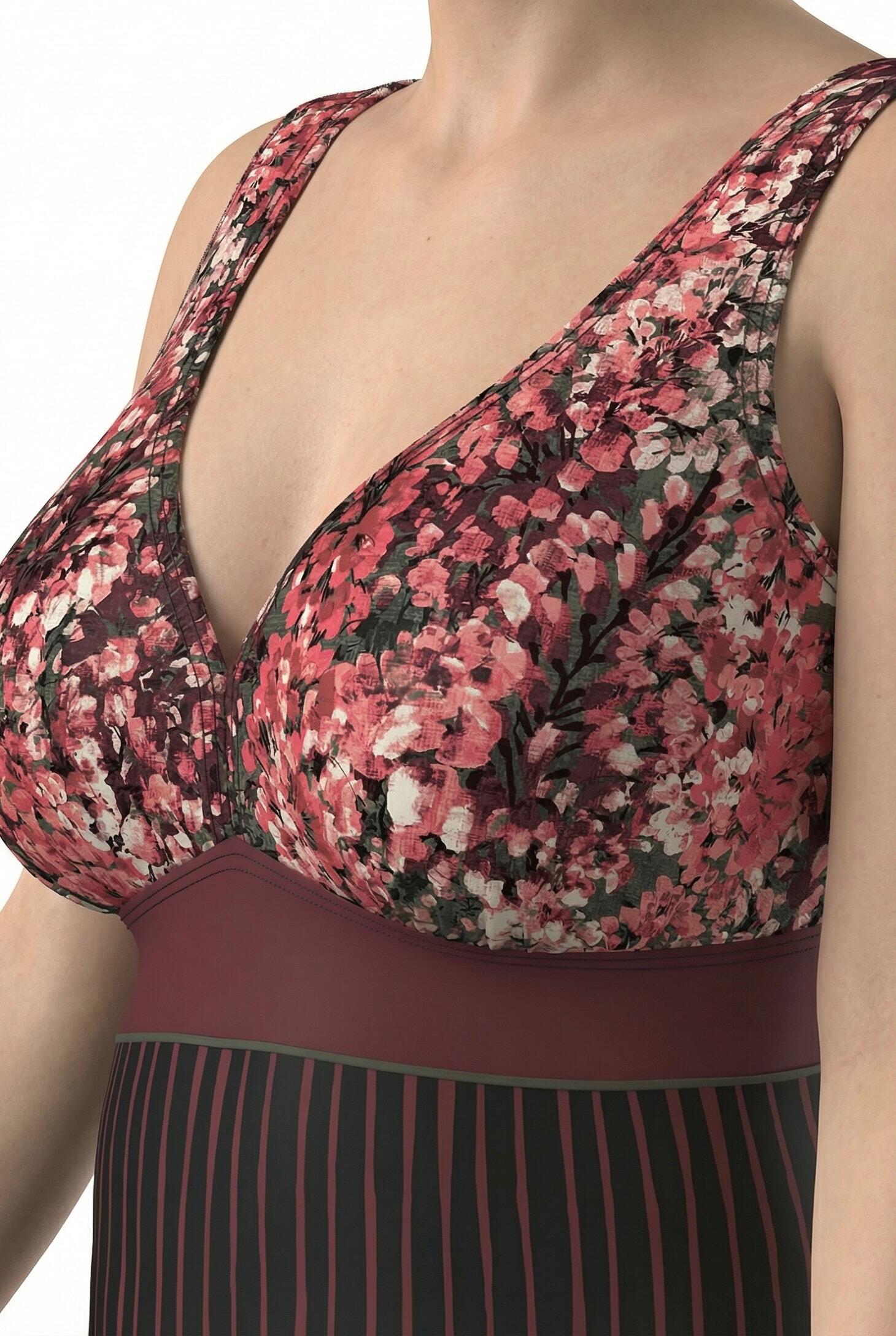 Femme Maillot de bain avec bonnets souples rayures/bande fantaisie 3/7