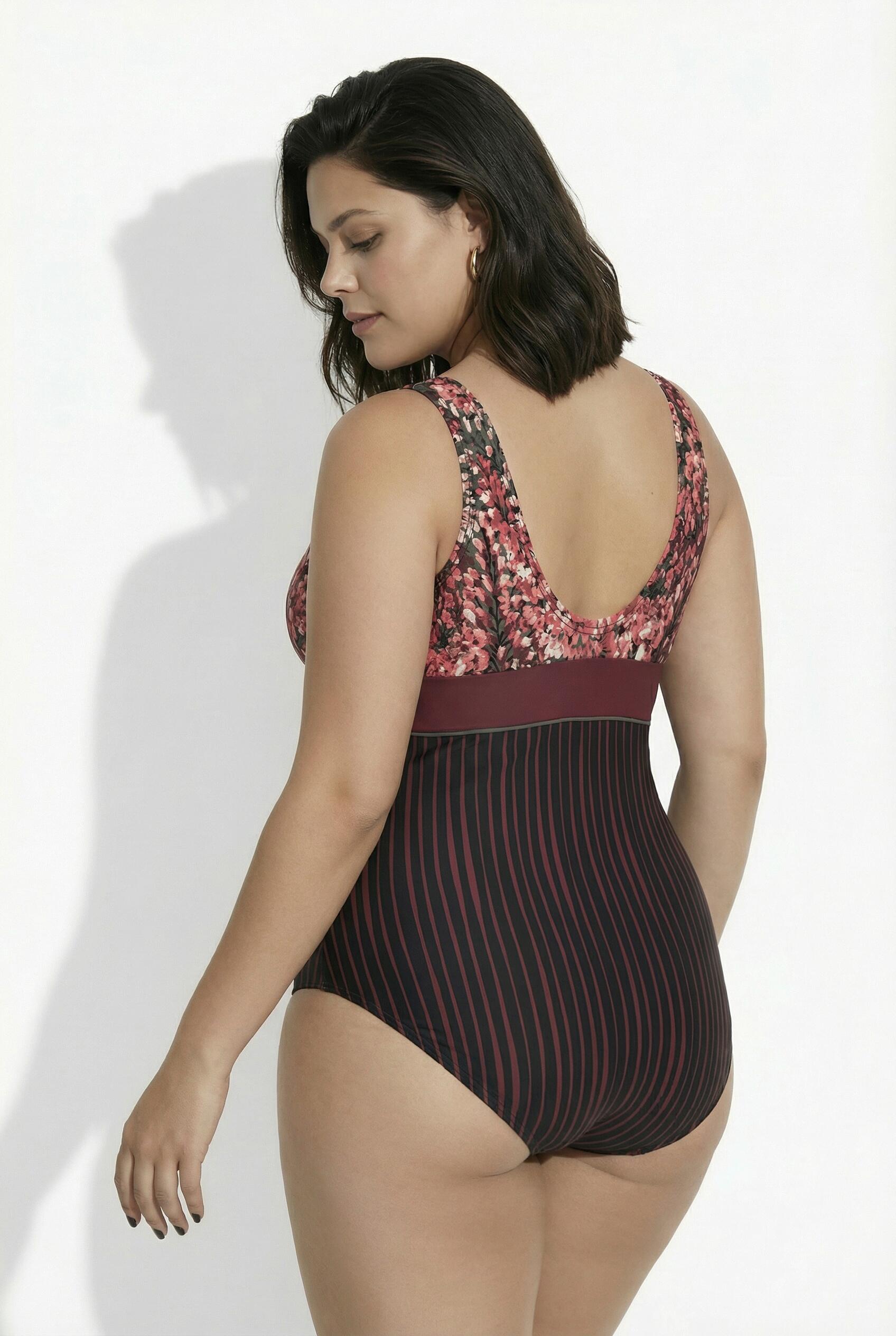 Femme Maillot de bain avec bonnets souples rayures/bande fantaisie 2/7