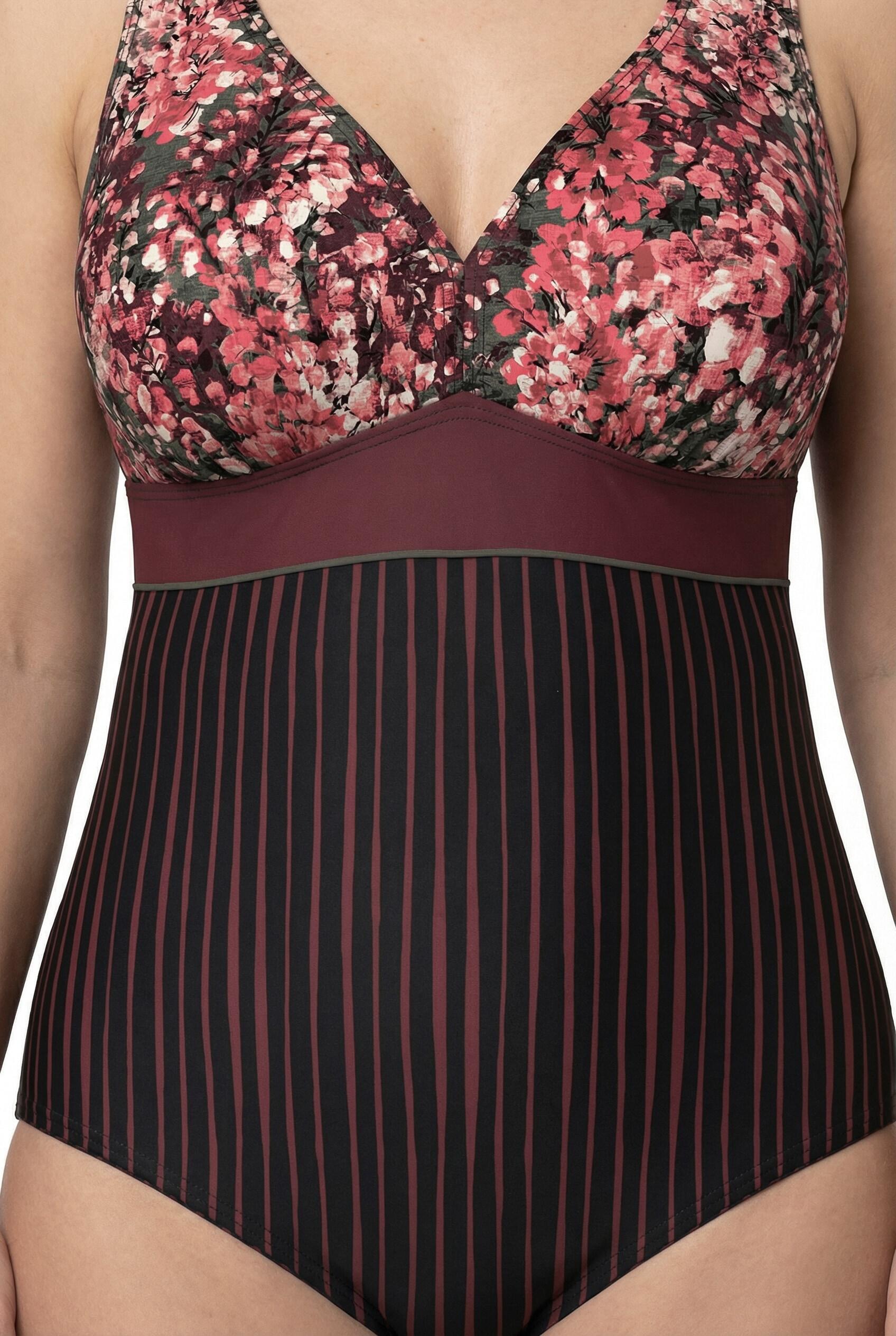 Femme Maillot de bain avec bonnets souples rayures/bande fantaisie 5/7