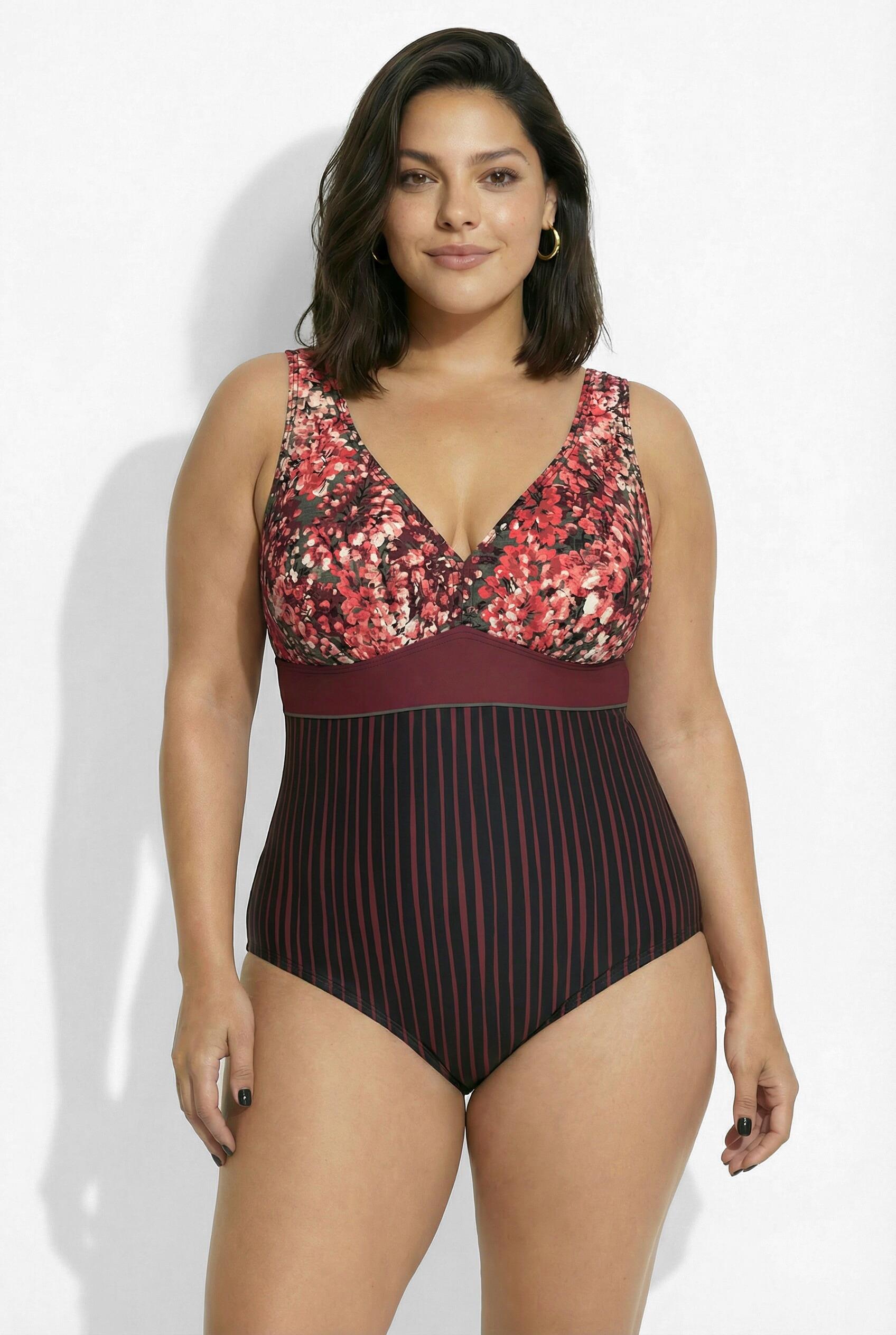 Femme Maillot de bain avec bonnets souples rayures/bande fantaisie 6/7