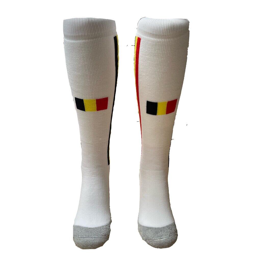 HINGLY kniehoge sportsokken wit met Belgische vlag 3/3