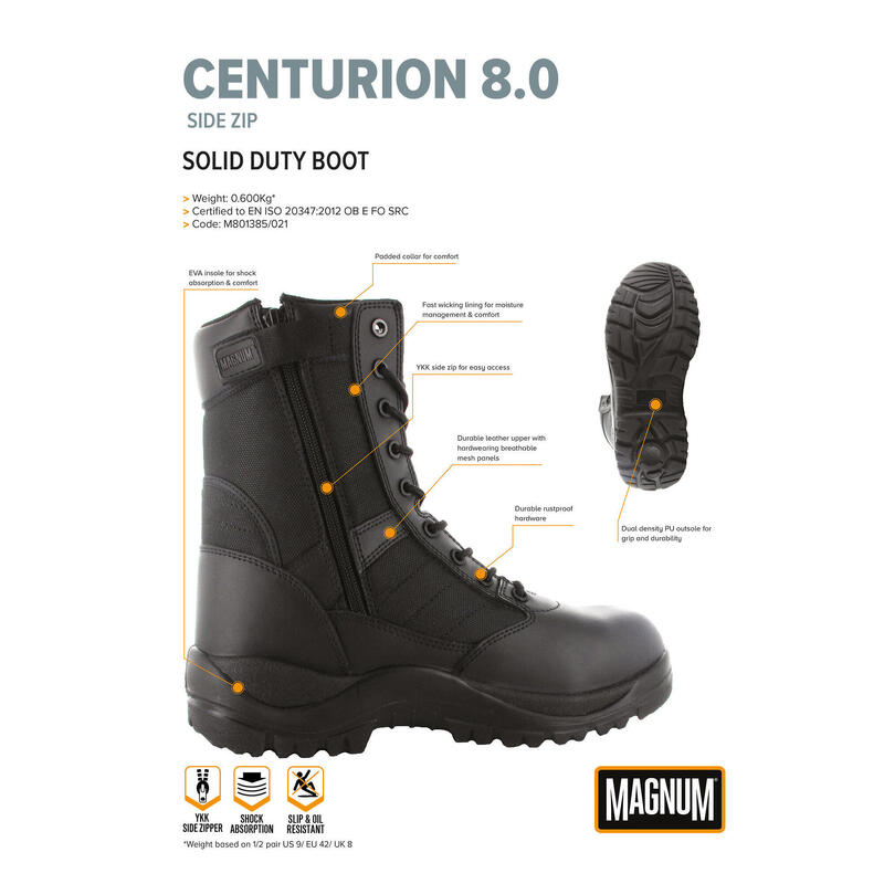 MAGNUM MAGNUM uniformschoenen heren - Centurion 8.0 Sidezip  - Zwart  ZWART 45