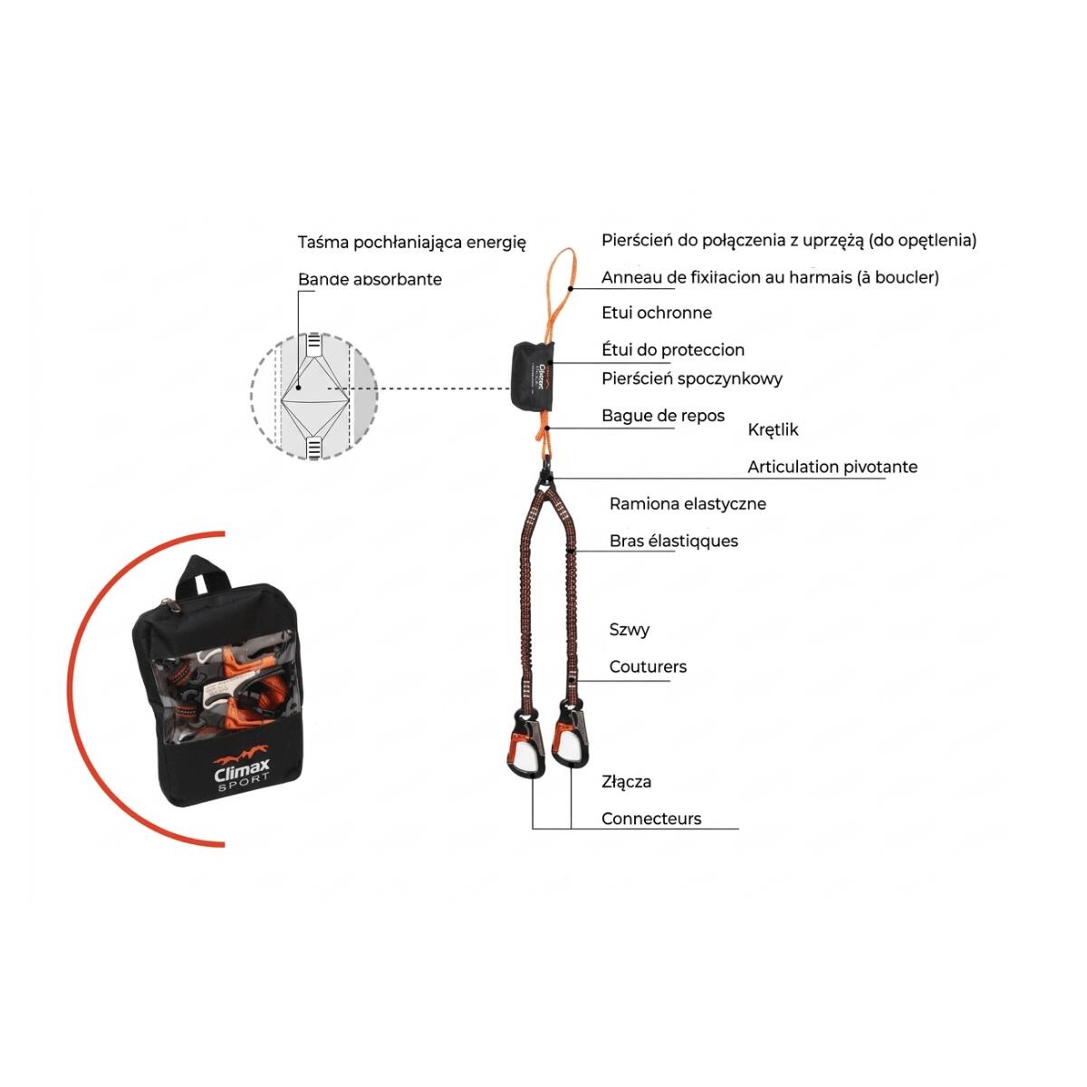 Via ferrata Climax PCX absorber energii w góry EN958 UIAA 3/3