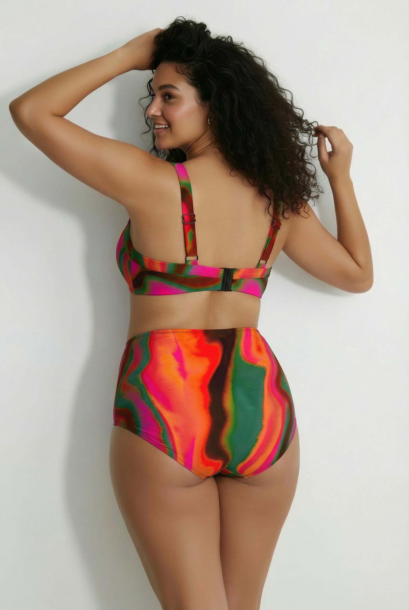 Dames Bikini kleurverloop zachte cups gedrapeerd gerecycled 2/7