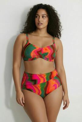 Dames bikini kleurverloop zachte cups gedrapeerd gerecycled