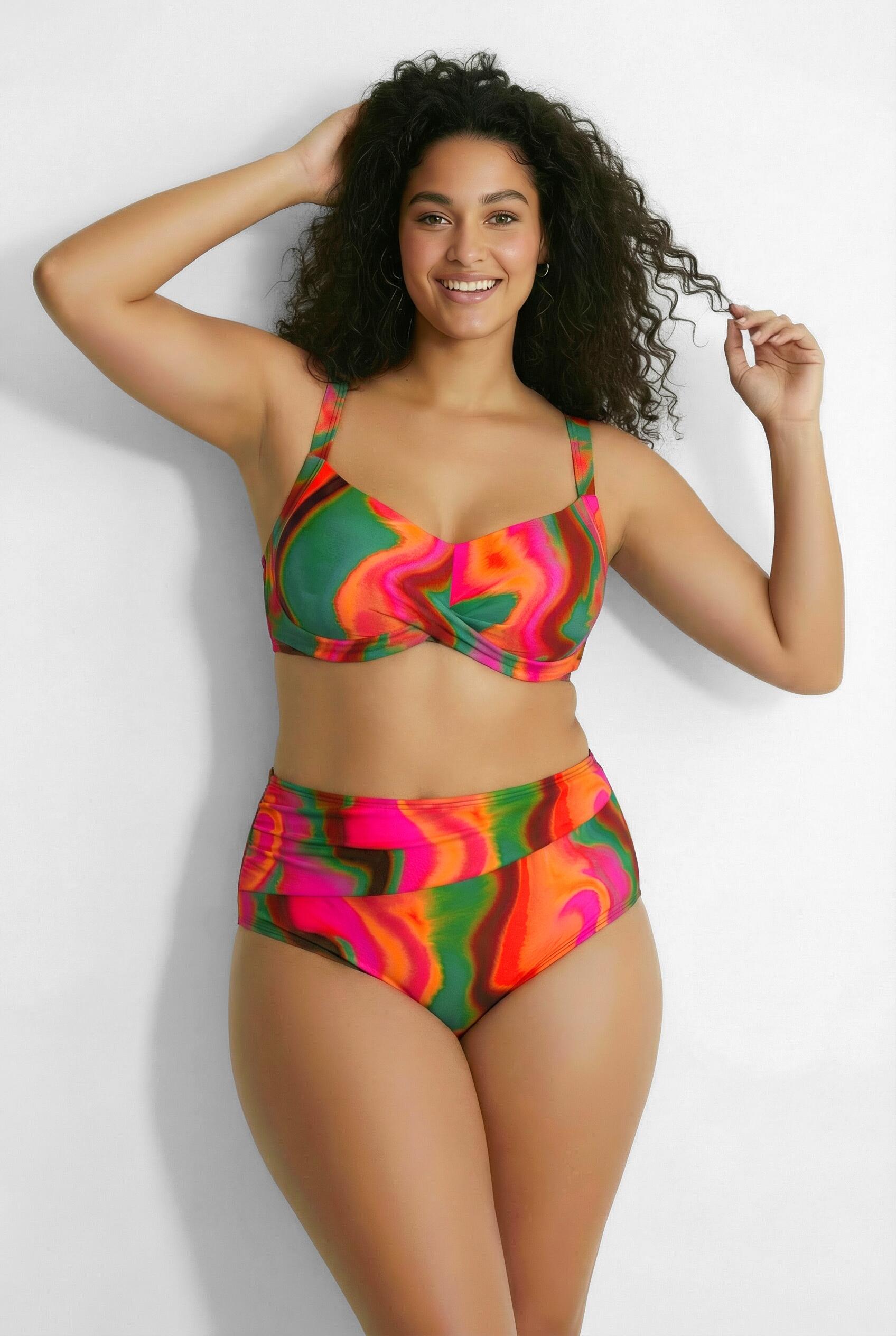 Dames Bikini kleurverloop zachte cups gedrapeerd gerecycled 3/7