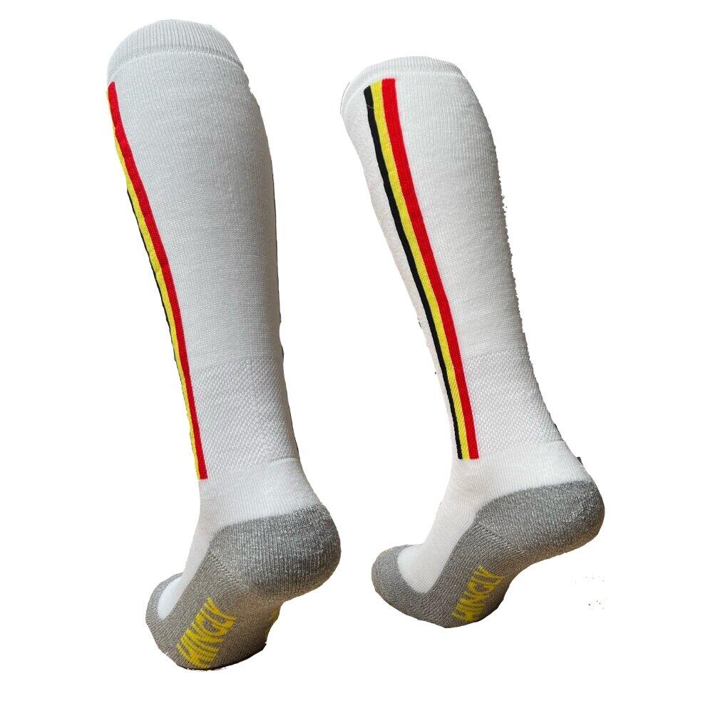 HINGLY kniehoge sportsokken wit met Belgische vlag 2/3