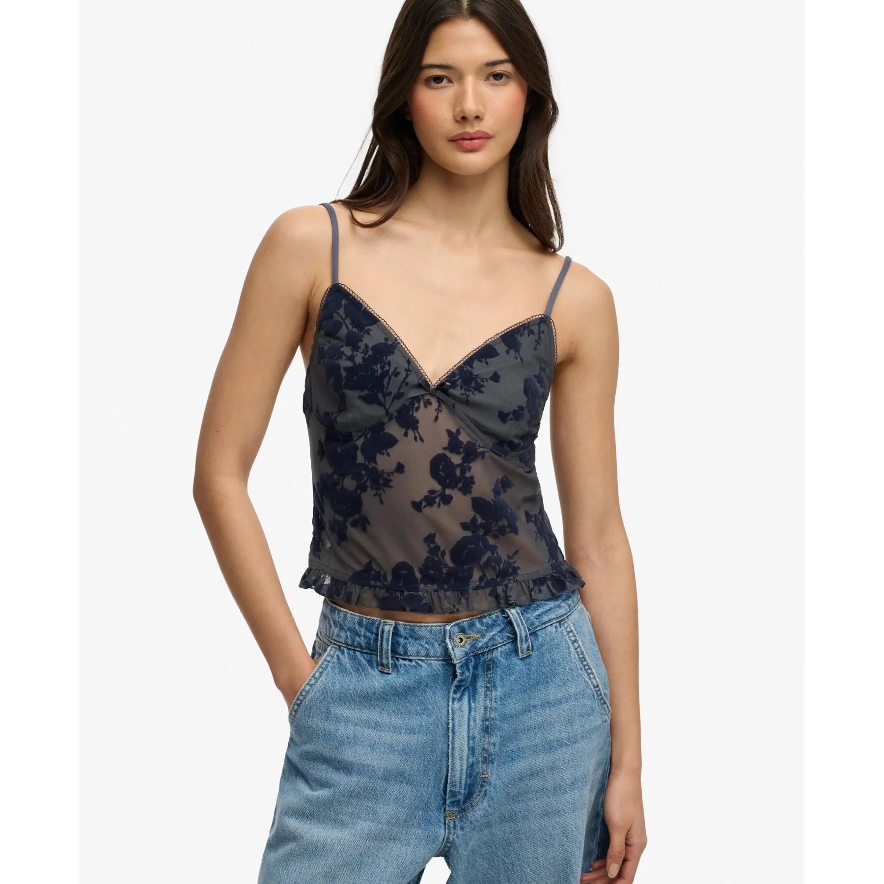 Vrouwelijke mesh tanktop met flockprint Superdry 2/5