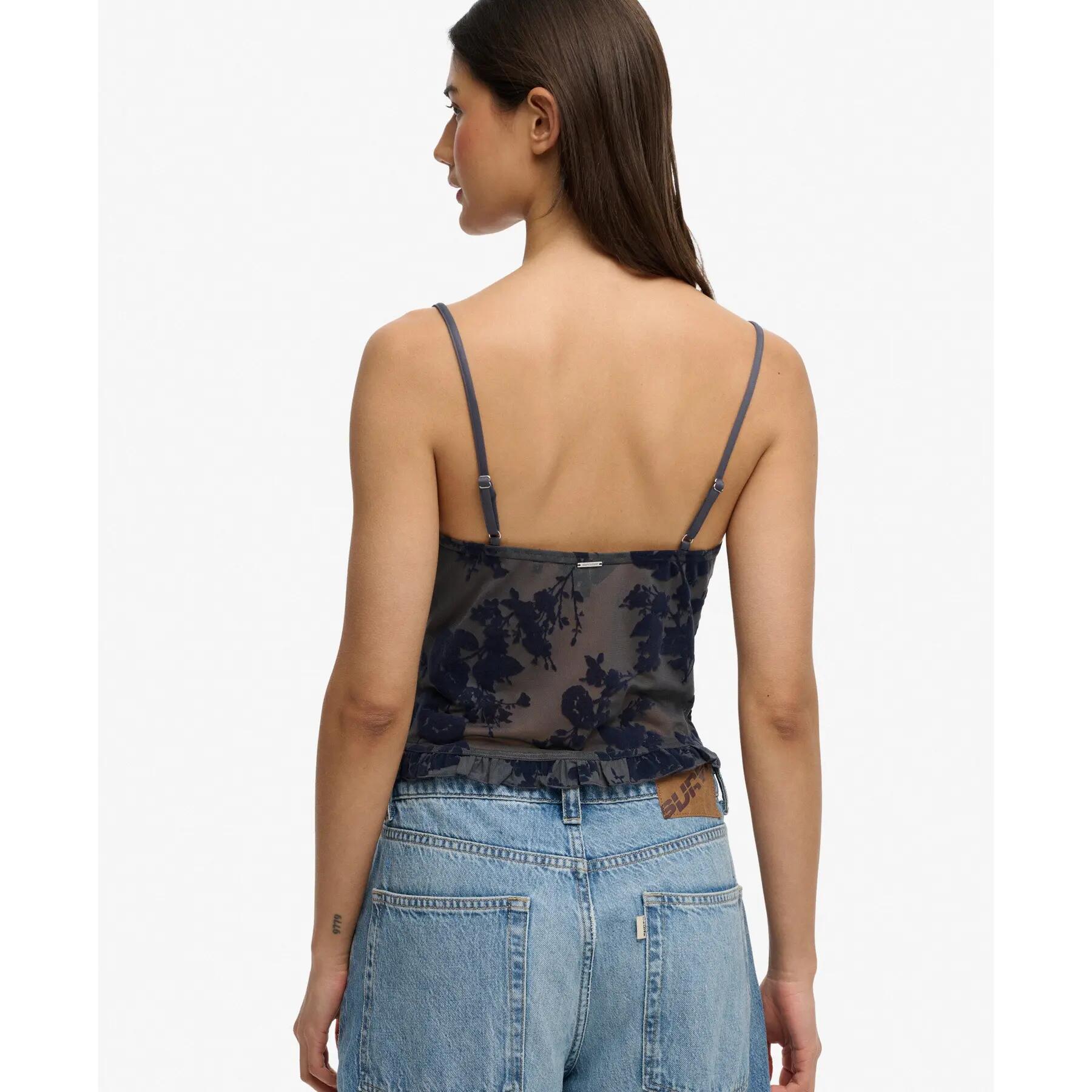 Vrouwelijke mesh tanktop met flockprint Superdry 4/5