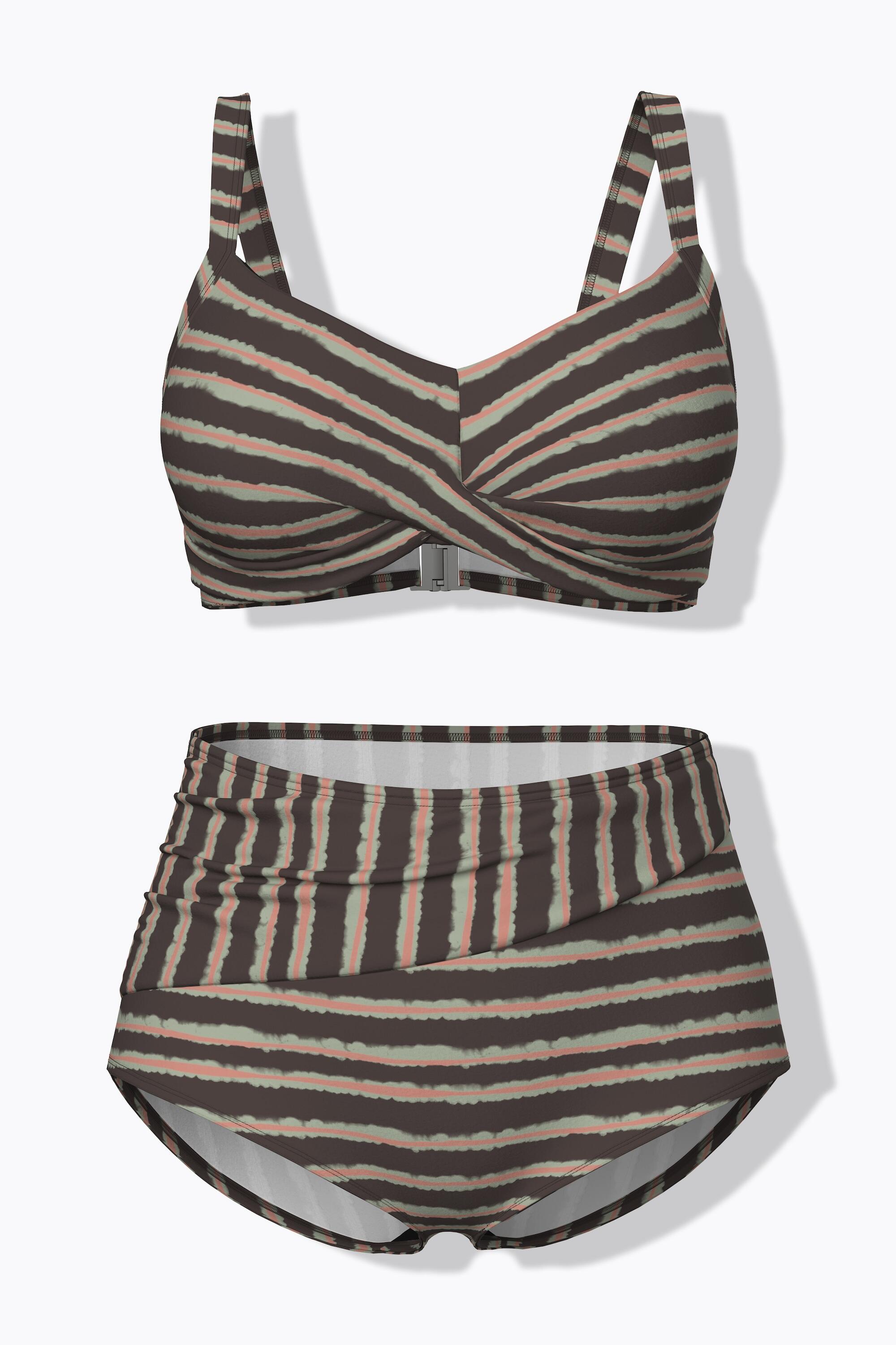 Femme Bikini avec bonnets souples drapé et jeu de rayures matière recyclée 7/7