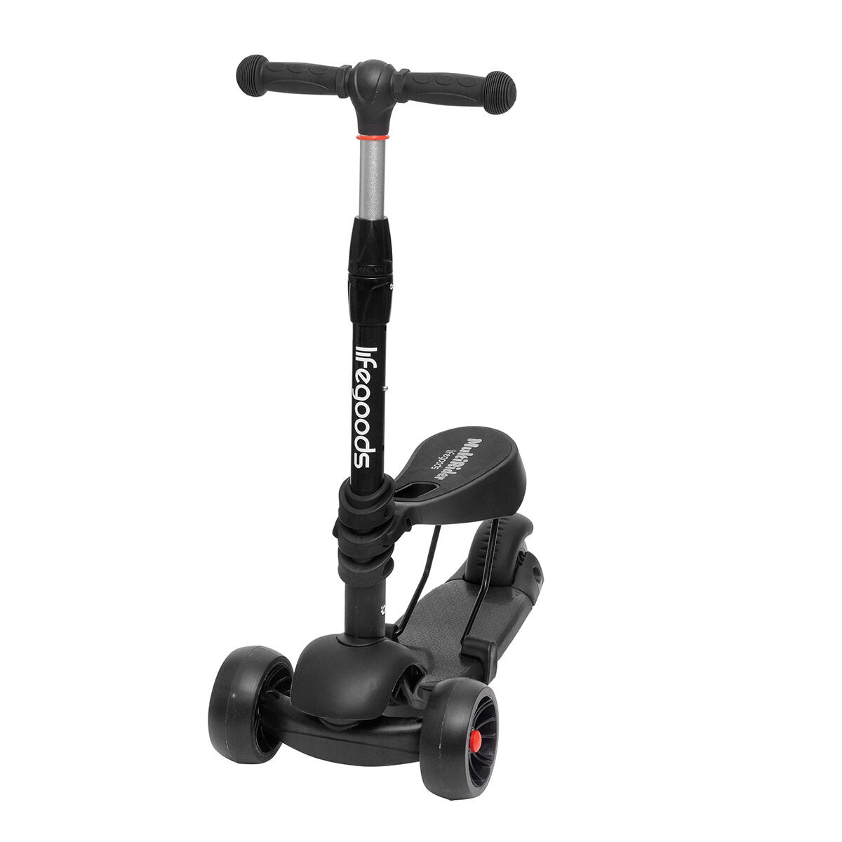 Kinderstep - hoogte verstelbaar zitje - lichtgevende wielen - MultiRider - zwart 3/5