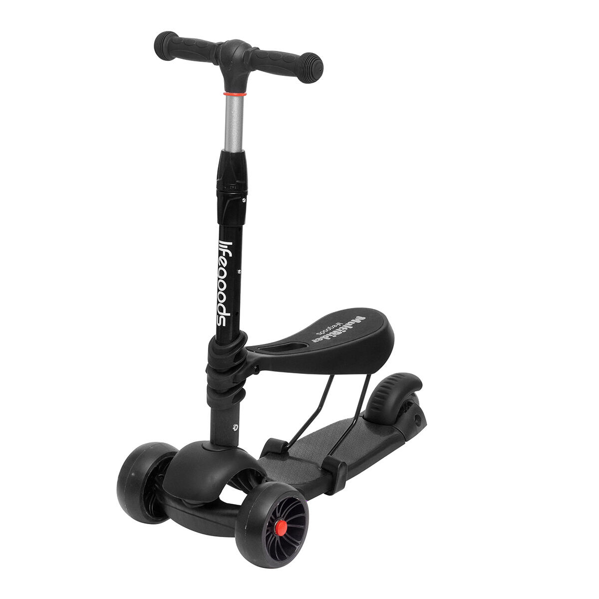 Kinderstep - hoogte verstelbaar zitje - lichtgevende wielen - MultiRider - zwart 2/5