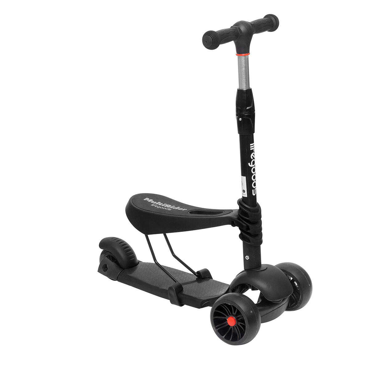 Kinderstep - hoogte verstelbaar zitje - lichtgevende wielen - MultiRider - zwart 4/5