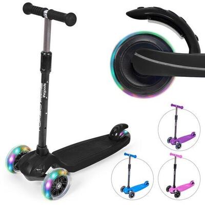 Kinderstep - 3 lichtgevende wielen - hoogte verstelbaar - turboride - zwart