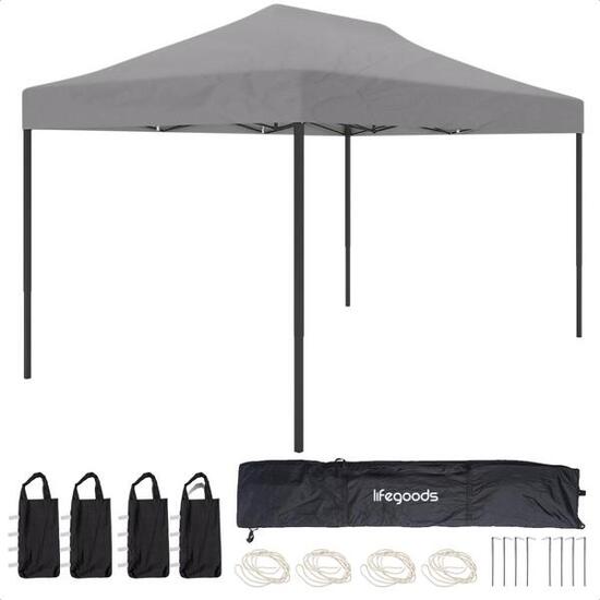 Partytent - paviljoen - 3x4.5 m - easy up - opvouwbaar - donkergrijs