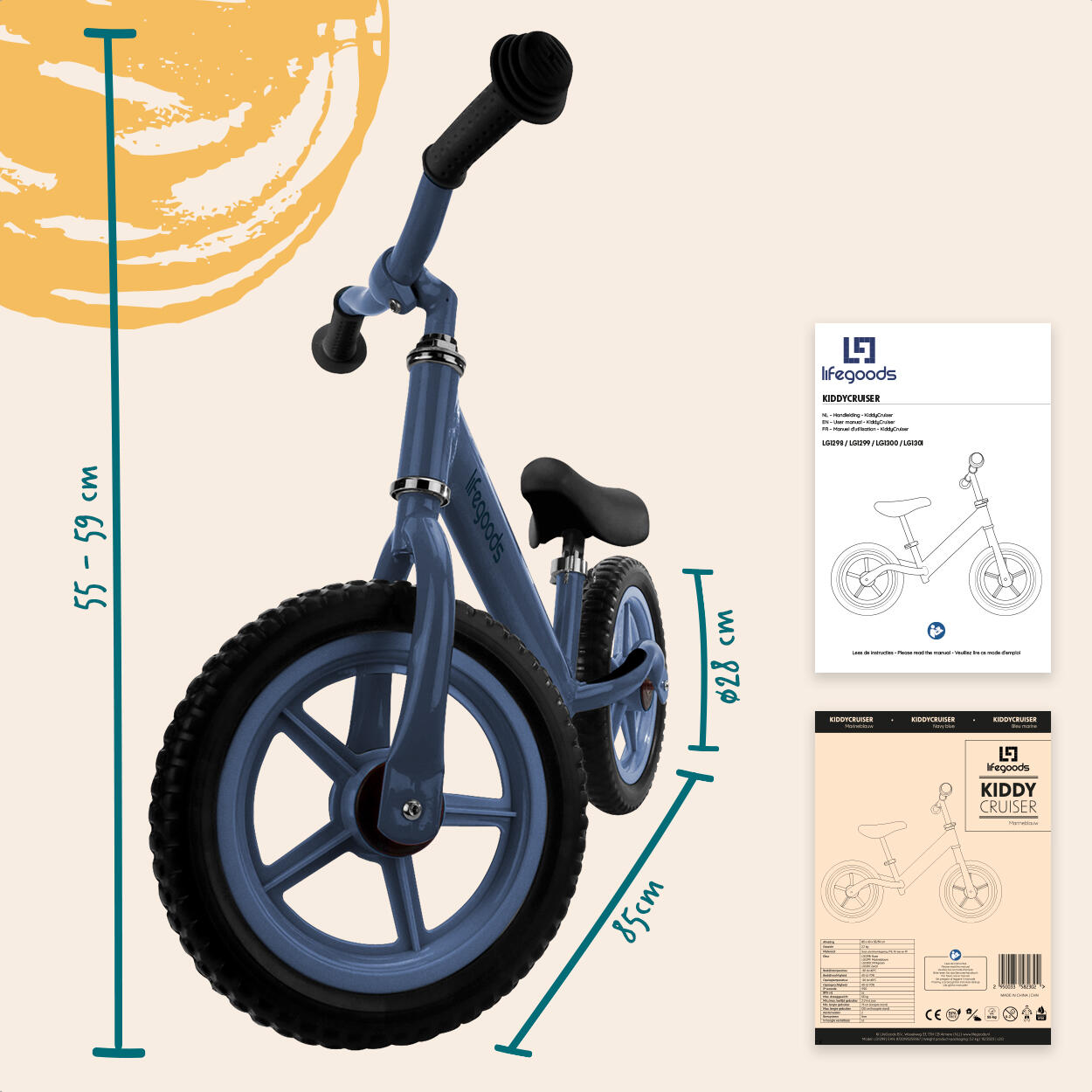 Loopfiets - balance bike - loopfietsje - marineblauw 4/4