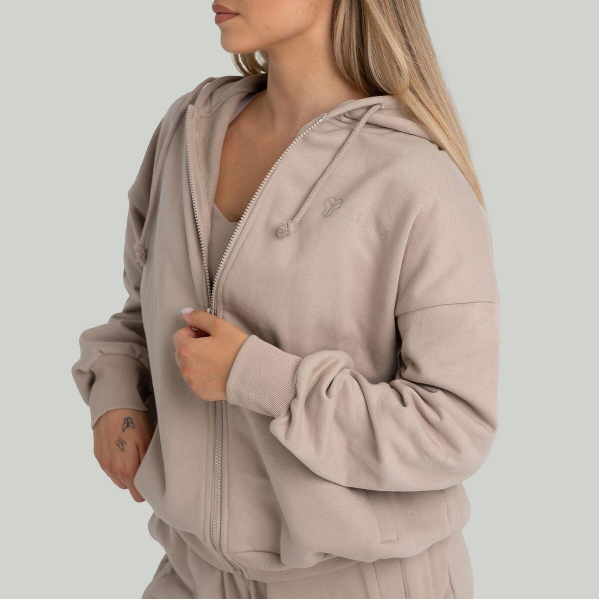 Donna felpa con zip Taupe 2/6