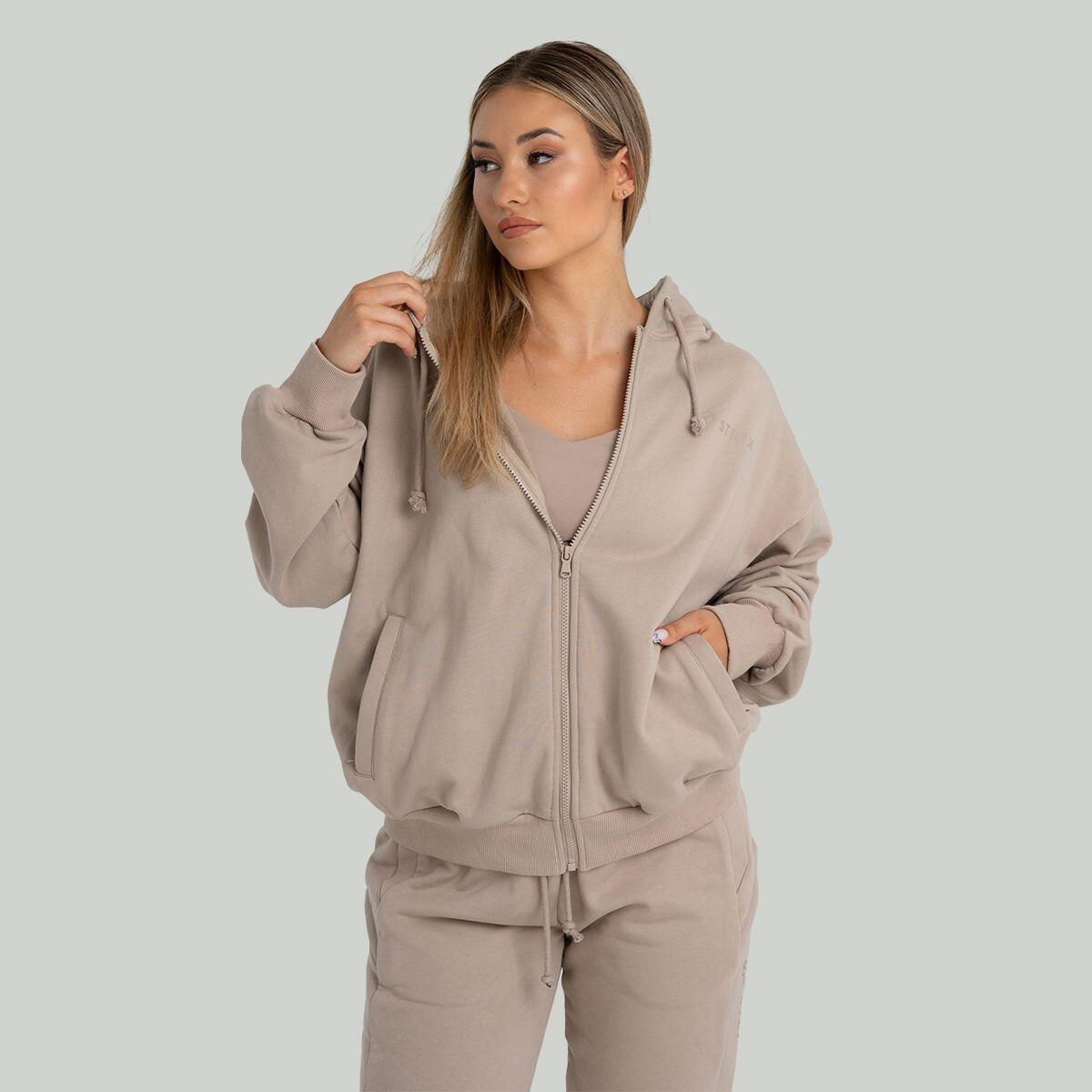 Donna felpa con zip Taupe 4/6