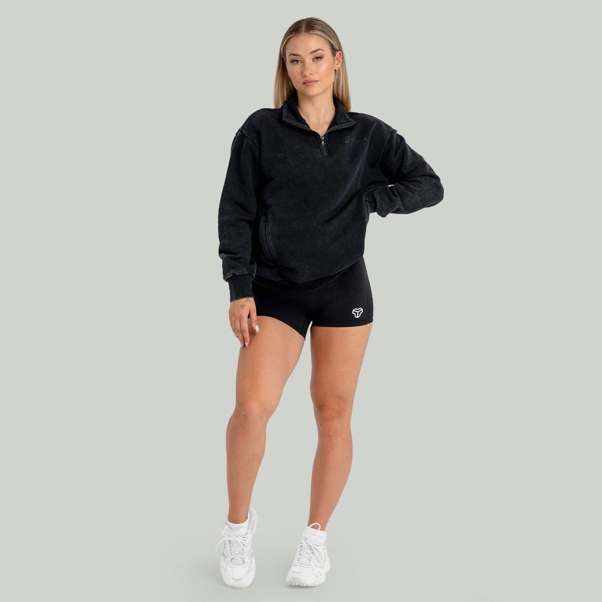 Donna felpa con zip nera 6/7