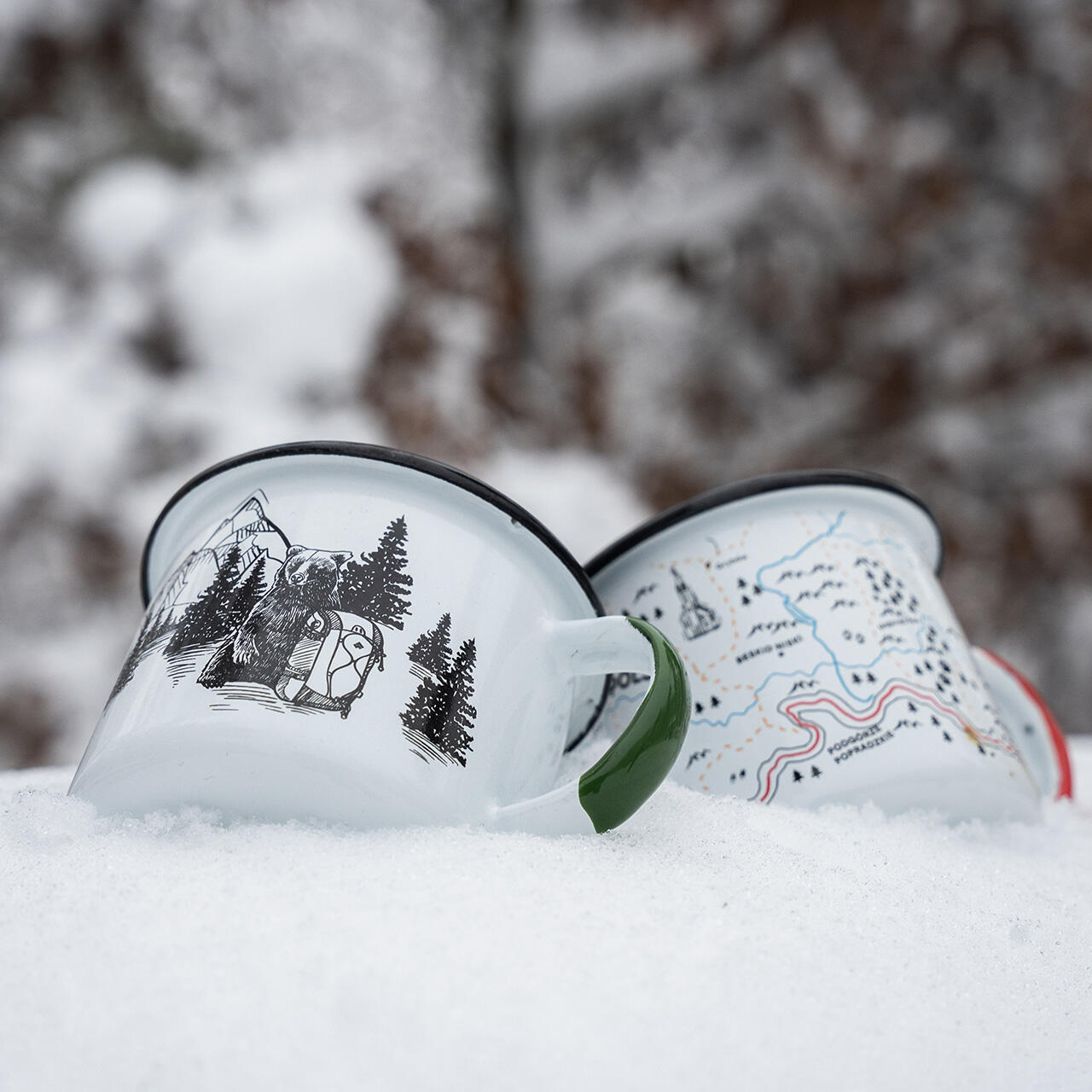 Kubek emaliowany Alpinus niedźwiedź biały 0,35l 3/4