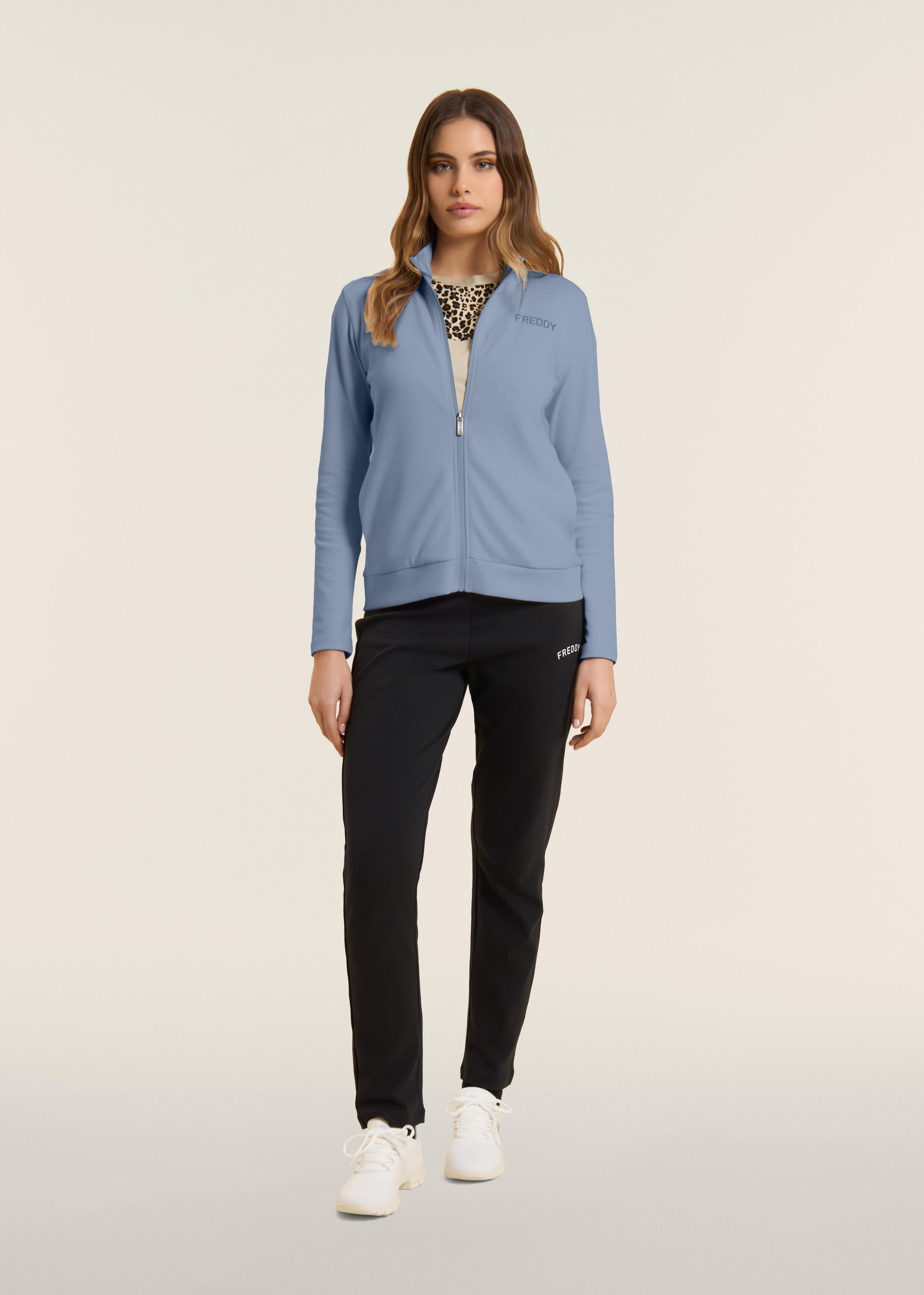 Jumpsuit met ritssluiting en hoge kraag, logo met strass-steentjes 2/5