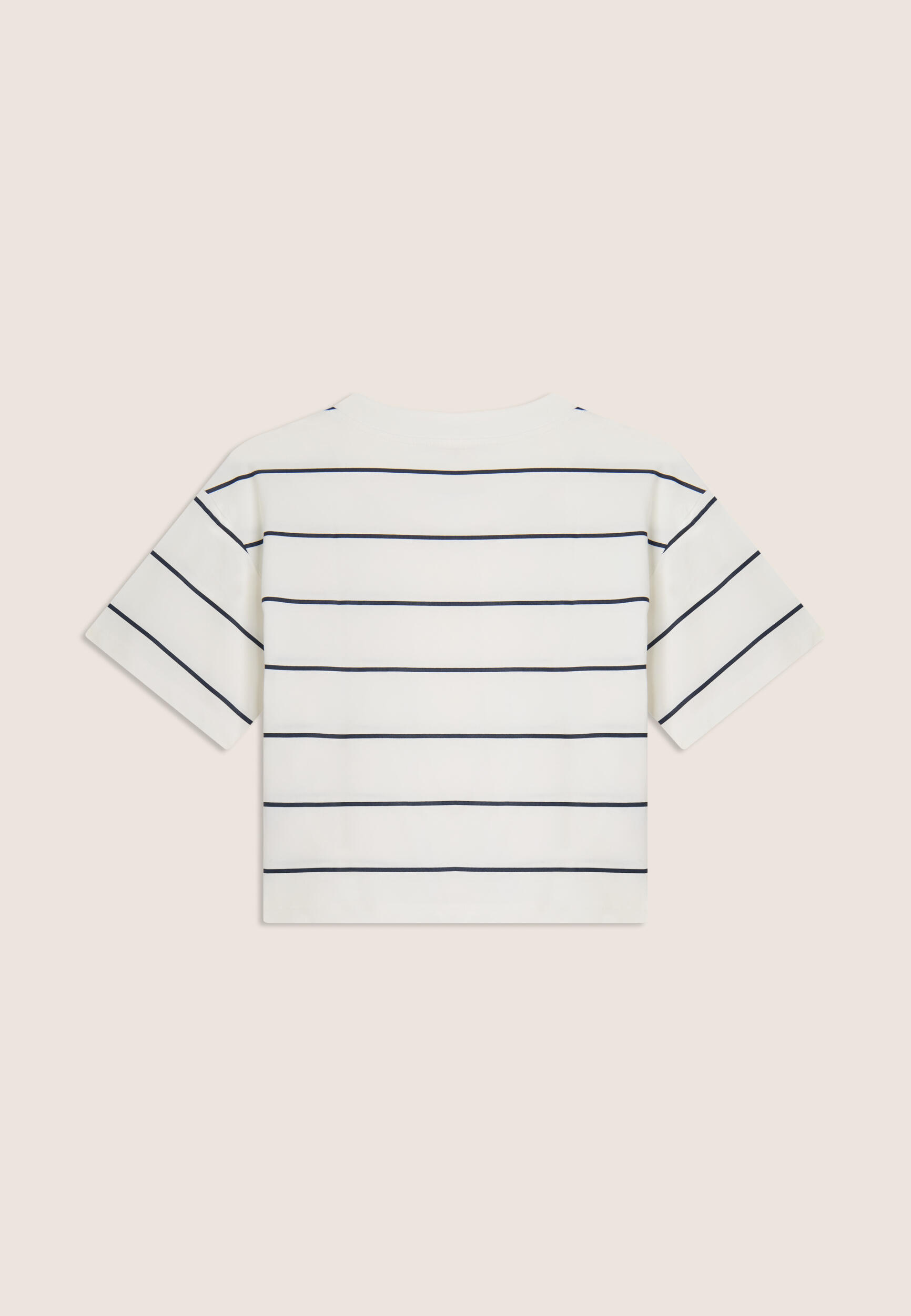 Camiseta cropped con mangas amplias y estampado de rayas 2/3