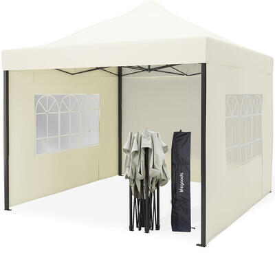 Partytent - 3x3 m - zijwanden - easy up - paviljoen - opvouwbaar - beige