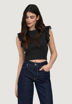 WOMEN'S Bandeau Onlmathilda S/L Lace Detail Jrs Noos SCHWARZ